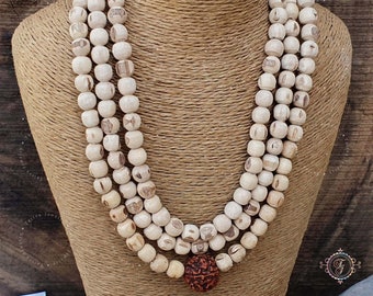 Colar Tulsi Bead Kanthi Mala feito à mão com Rudraksha