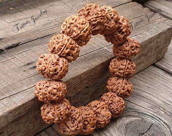 Nepal Rudraksha-Armband (20 mm): 5-Mukhi-Stretcharmband, handgefertigtes Rudraksha-Armband, laborzertifiziert