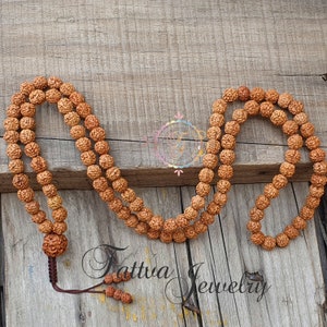 5 Mukhi Rudraksha Mala: 108 Bead Yoga Meditation Necklace