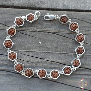 925 Sterling Silver Capped Rudraksha Beads Bracelet, Rudraksha bracelet silver, Rudraksha Bracelet, Silver Bracelet, Rudraksha hand bracelet