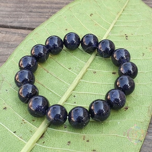 Blue Sandstone Beaded Bracelet: Chunky Stone Jewelry