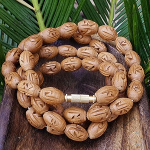 Hand-Carved Radha Tulsi Bead Kanthi Mala: Hindu Prayer Necklace