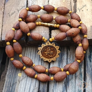 Tulsi Bead Necklace: Shri Radha Pendant, Hindu Meditation Mala