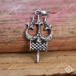 Sterling Silver Lord Shiva Trishul Pendant: Handmade Charm
