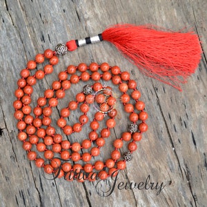 Red Jasper Mala 8MM,Red Jasper Necklace, 108 Mala Beads, Red Jasper, Statement Necklace, Gift For Yoga Lover.