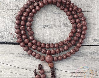 Brown Raktu Bodhi Seed Mala: Tibetan Buddhist Prayer Beads