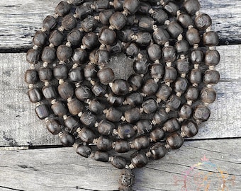 Iskcon Shyma Tulsi Beads Japa Mala Shyama Tulsi Necklace - Decreasing Bead Size, 108 Mala beads, Tulsi Mala, Krishna Seed , Sacred Necklet