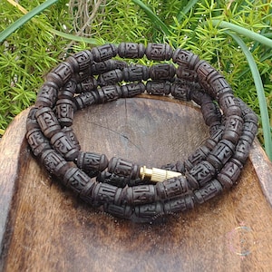 Radha Engraved Tulsi Necklace, 1, 2, 3 Round Hindu Mala, Tulsi Beads, Radhe Radhe, Tulsi Mala, Tulsi Seeds, Tulsi Necklace, Hindu Gift