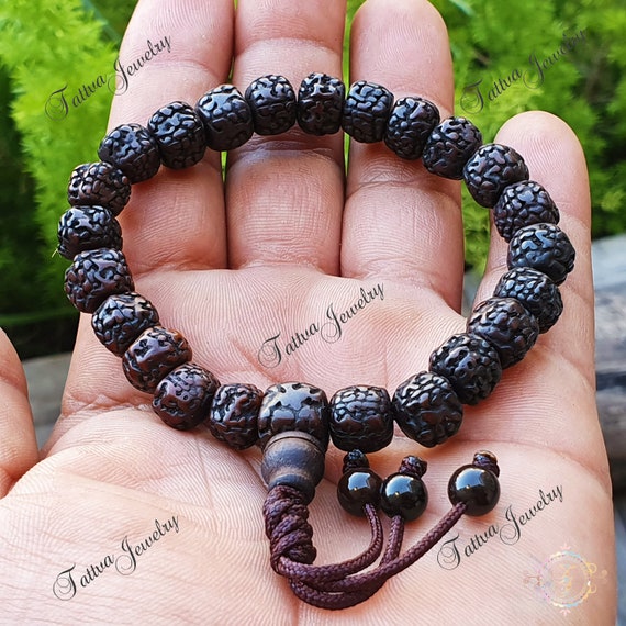 Natural Aged Dark Black Rudraksha Adjustable Bracelet Shiva