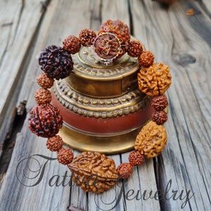 Rudraksha 2 3 4 5 6 7 Mukhi (Face) Beads Mala Wrist Band Bracelet For Men and Women, Rudraksha Bracelet, Shiva armlet.