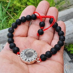 Shaligram Bracelet With Sudershan Shaligram in Silver, Religious Gifts, Shaligram Stone Bracelet, Silver Pendant