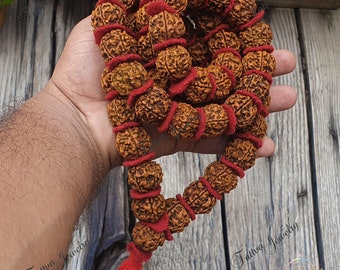 Nepali 5 Mukhi Rudraksha Kantha 54 Beads Mala Necklace, Large Rudraksha Seed Beads, Rudraksha Kantha Mala, Seed Prayer Mala, Spiritual Gifts