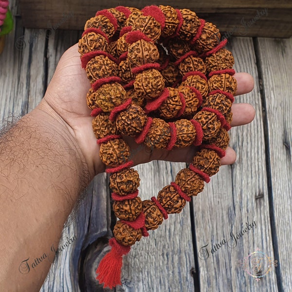 Nepali 5 Mukhi Rudraksha Kantha 54 Beads Mala Necklace, Large Rudraksha Seed Beads, Rudraksha Kantha Mala, Seed Prayer Mala, Spiritual Gifts