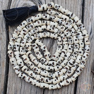 Knochen Schädel Mala, Kapala Gebetskette, Schutz Halskette, Schädel Halskette, Schädel Mala Perlen, 108 Mala Perlen, Knochenschädel Perlenkette