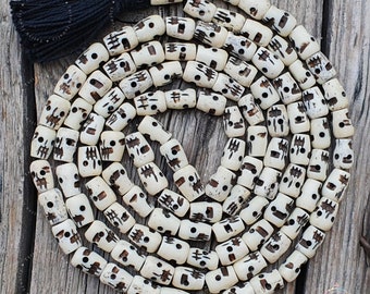 Bone Skull Prayer Beads, Skull Mala Beads, 108 Mala Beads, Bone Skull Necklace, Kali Mala Beads, Goddess Kali Necklace, Protection Necklace