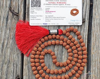 Pathri Rudraksh Genuine Rudraksha Mala 108 Beads 8 Faces/ Mukhi- Handmade in Nepal ...
