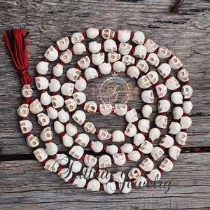 Schädel Mala, Geknotete 108 Mala Perlen, Schädel Halskette, Kali Mala, Schädel Gebetskette, Kapala Mala, Goddess Kali Halskette, Schutz Halskette