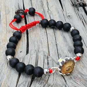 Yellow Sudershan Shaligram Bracelet in Silver, Religious Gifts, Shaligram Stone Bracelet - Silver Hematite, Silver Pendant, Shaligram Shila