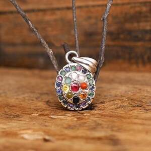 Navratan Jewelry, 925 Sterling Silver Locket Pendant, Navratan Pendant, Fashion Pendant, Silver Jewelry, Astrology Pendant