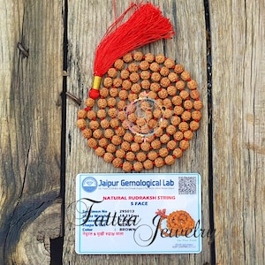Lab Certified Rudraksha Mala Necklace: 108 Meditation Beads