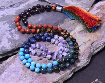 Seven Chakra Necklace, 7 Chakra Mala, 7 Chakra Necklace - Chakra mala beads Buddhist prayer beads Mala beads 108 necklace - Meditation Mala