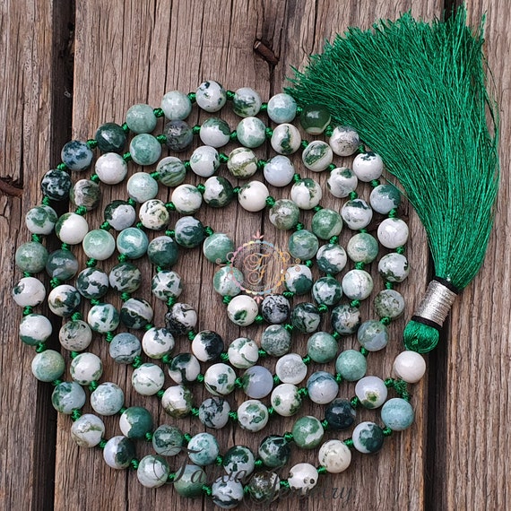Faith in Oneself Mala Tree Agate Mala 108 Beads Tree Agate