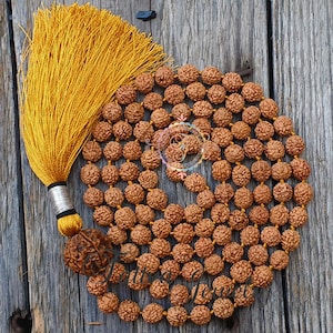 Rudraksha Mala 108 Beads Japa Rosary Mala With Nepalese Rudraksha 2, 3, 4, 5, 6, 7, 8, 9, 10, 11, 12, 13 Mukhi Guru Bead - Lab Certified