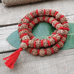 5 Mukhi Rudraksha Mala: Handcrafted Nepali Seed Bead Meditation Necklace