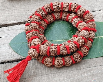 5 Mukhi Rudraksha Mala: Handcrafted Nepali Seed Bead Meditation Necklace