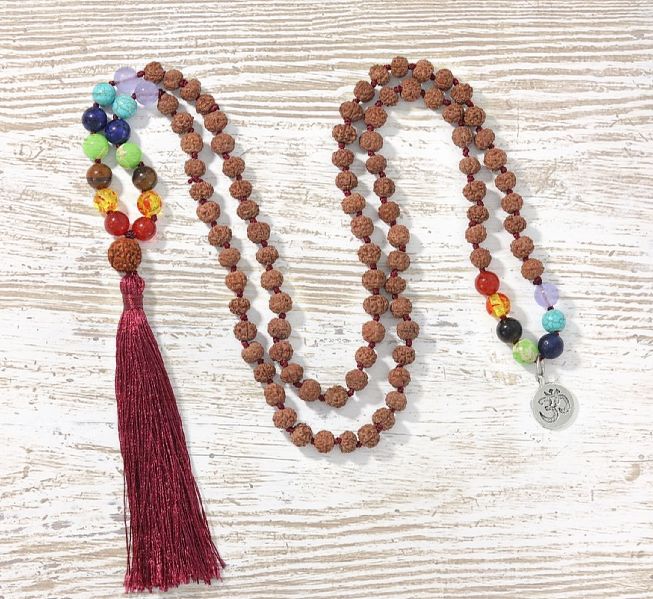 Collier Mala Rudraksha Traditionnel - 108 Perles - Longueur 80 Cm - Fabriqué En Inde - Pour Méditation Et Protection