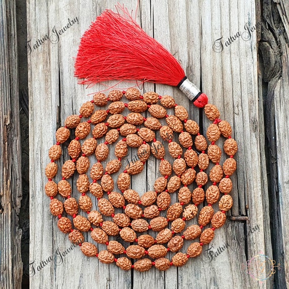 3 Mukhi Rudraksha Mala lab Certified, 108 Mala Beads, 3 Mukhi Rudraksha  Necklace, Prayer Mala, Meditation Mala, Gift for Yoga Lover 