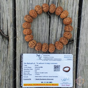 7 Mukhi Rudraksha Bracelet | Handmade Natural Shiva Bracelet | Certified Seven-Faced Yoga Jewelry | Gift for Meditation & Mindfulness