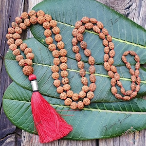 Rudraksha Mala Necklace: 2-7 Mukhi Beads, Hand-Knotted Tassel