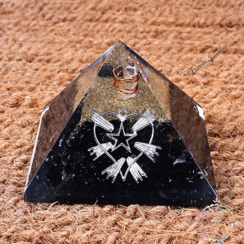 Black Tourmaline Orgone Pyramid Star in Heart , Protection Energy Generator, Orgone pyramid, EMF protection, Orgone Energy Purifier Gift image 5