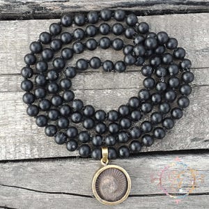 Authentic Shaligram Mala Necklace with Sudarshan Shaligram Pendant (Panchdhatu) Shaligram Necklace, Saligram Stone Mala, Salagram
