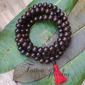 Ebony Wood Mala: Handmade Karungali Buddhist Necklace