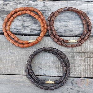 Tulsi Kanthi Mala: Holy Basil Wood Beads, Krishna Prayer Necklace