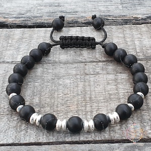 Shaligram Bracelet With 925 Sterling Silver Accents, Religious Gifts, Shaligram Stone Bracelet - Silver Bracelet, Saligram Bracelet
