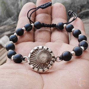 Shaligram Bracelet With Surya Sudershan Shaligram, Sudershan Saligram, Silver Pendent, Salagram Bracelet, Nepal Gandaki Shaligram Shila
