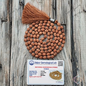 Handcrafted 4 Mukhi Rudraksha Mala: Silk Tassel Yoga Necklace