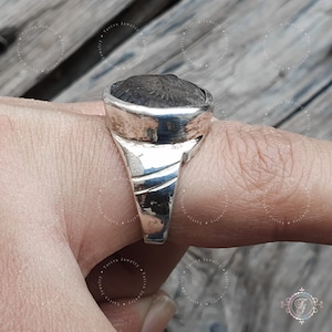 Sudarshan Shaligram In 925 Sterling Silver Ring, Sudershan Shaligram Shila Silver Rings, Sudarshan Saligram Stone Gandaki River Nepal