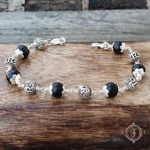Shaligram Sterling Silver Bracelet: Shri Hari Charm, Spiritual Jewelry