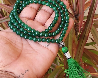Green Onyx Necklace, 108 Mala Beads, Green Onyx Mala, Meditation Mala, Prayer Beads, Statement Necklace, Yoga Mala