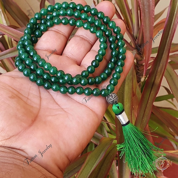 Green Onyx Necklace, 108 Mala Beads, Green Onyx Mala, Meditation