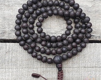 108 Bodhi Raktu Seed Mala: Buddhist Prayer Beads Rosary