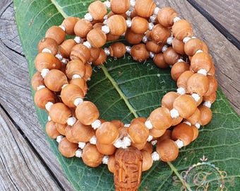 Brown Tulsi Mala, 108 Mala Beads, Krishna Seed Necklace, Indian Krishna mala, Hindu Japa mala bead, Natural Tulsi beads, God Gifts