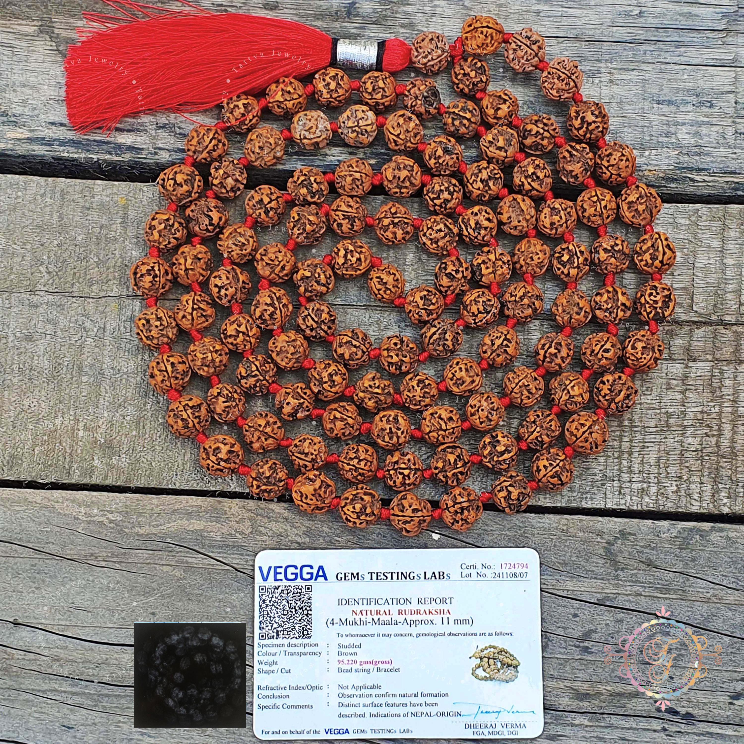 【美品・美虎杢】Roman Teller Mala 1998年　ドイツ製　4/4 Extremely Rare Authentic 4 Mukhi Nepal Rudraksha Mala 11.0-11.5mm