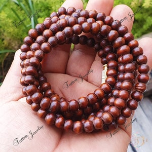 Natural Tulsi Carved Beads 1,2,3 Round Kanthi Mala, Tulsi Mala, Tulsi Necklace,  Tulasi , Hare Krishna , Tulsi Wood Necklace