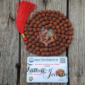 8mm Rudraksha Japa Mala Necklace: 108 Bead Meditation Prayer Mala