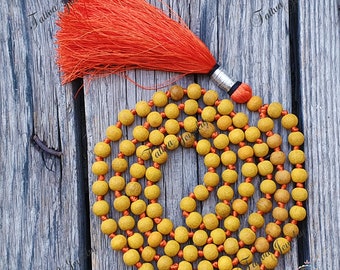Haldi Mala, Turmeric Mala, 108 Prayer Beads, Haldi Necklace, Turmeric Necklace, Goddess Necklace, Turmeric seed beads
